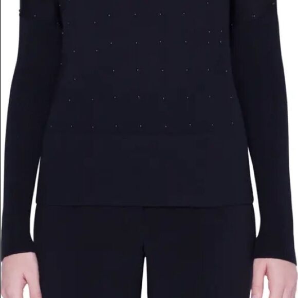 Akris punto 6 nwot studded v neck merino wool black sweater - Picture 15 of 15